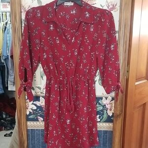 Inspired Hearts. Burgundy Floral Midi Dress